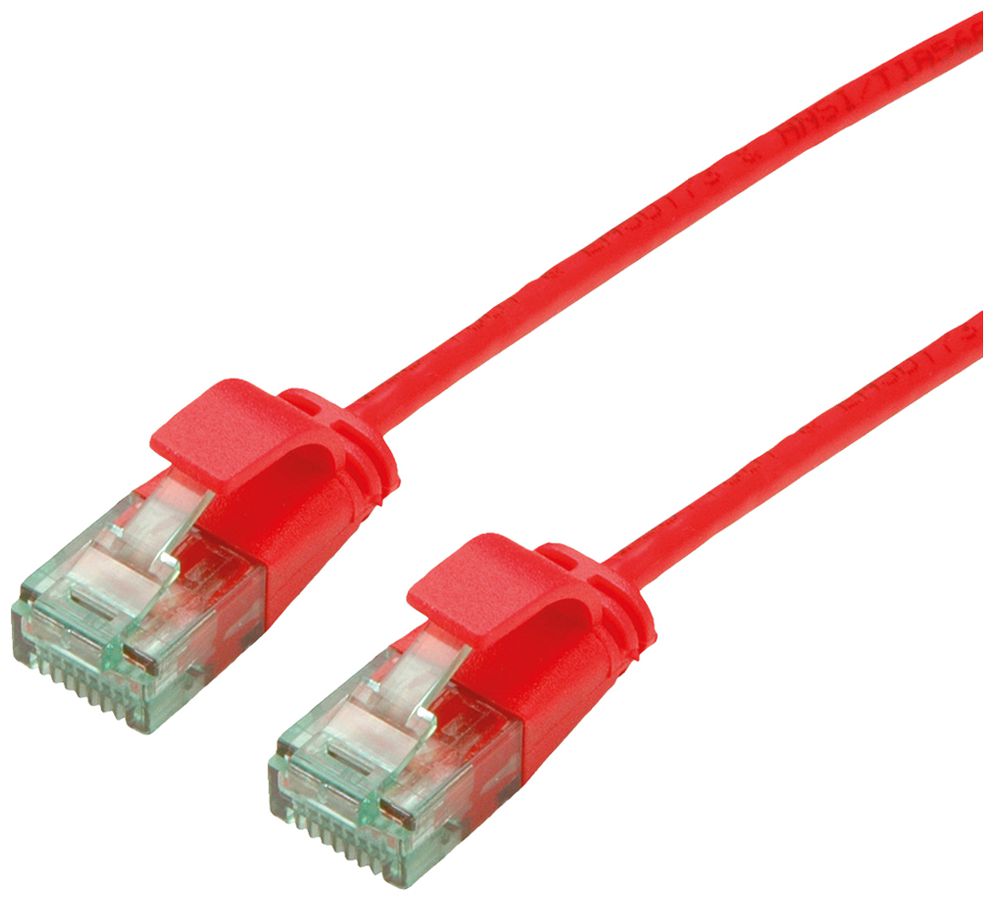 Câble patch RJ45 ROLINE RM DataCenter slim cat.6A U/UTP AWG32 TPE rouge 5m