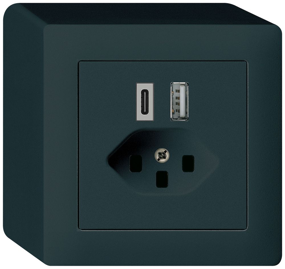 Prise de charge USB AP kallysto 18W PD 1×type A 1×type C T23 noir