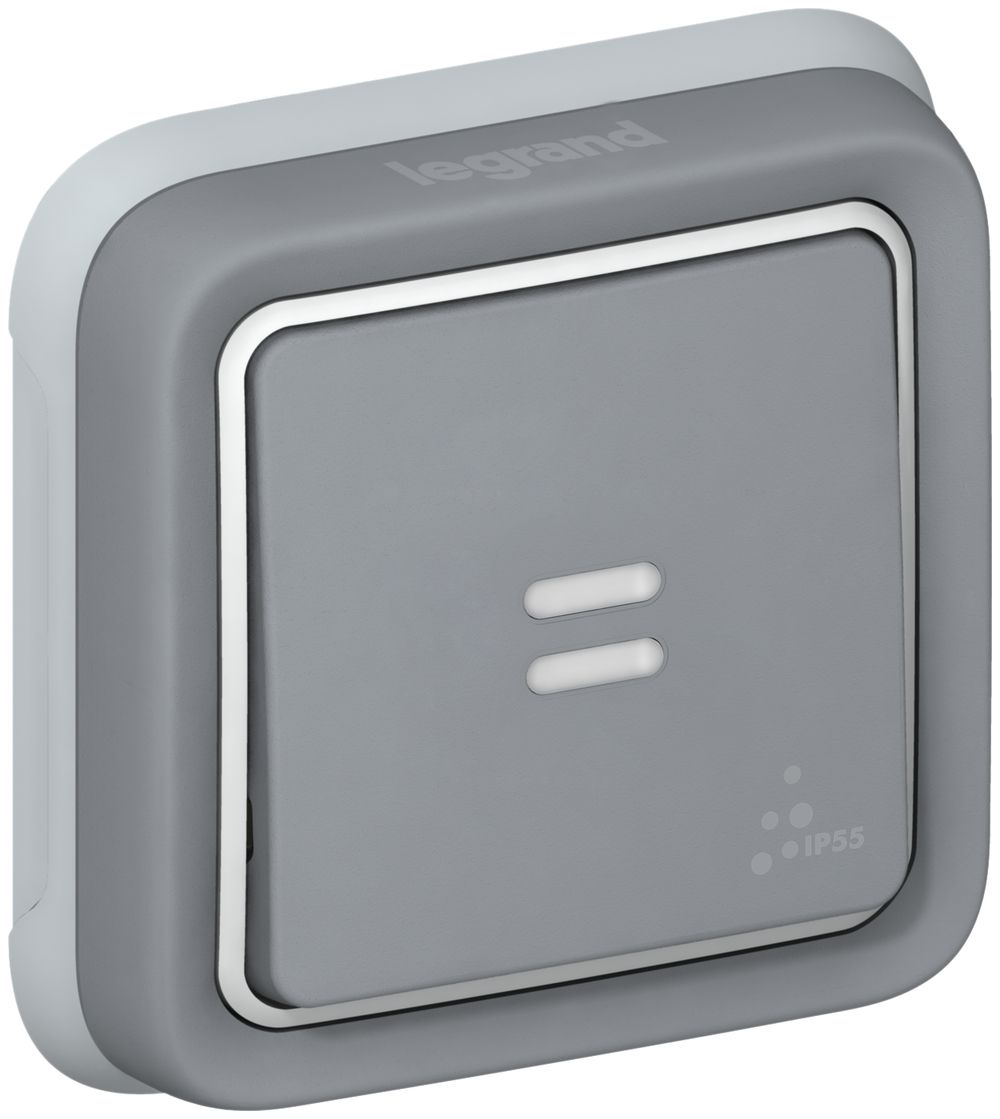 Interruttore a bilico lum. INC PLEXO 3/1L grigio controllo