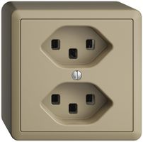 AP-Steckdose 2×T23 16A EDIZIOdue sand, mit Steckklemmen