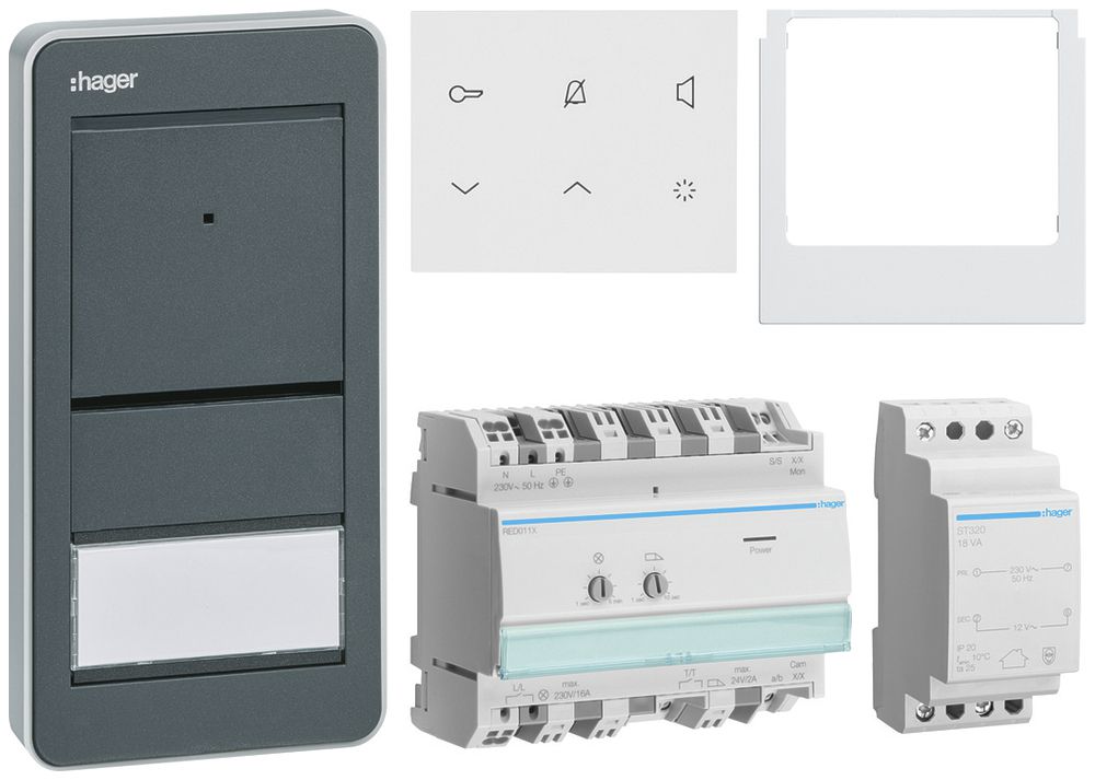 Set Audio elcom.home für 1Wohnung Innenstation weiss/Aussenstation anthrazit