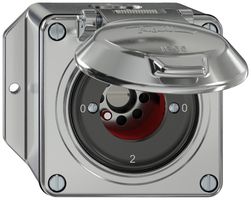 AP-Schlüsselschalter ELEMENT SNAPFIX® 2/1L Klappdeckel 16A 400V 0-1-0-2 alu