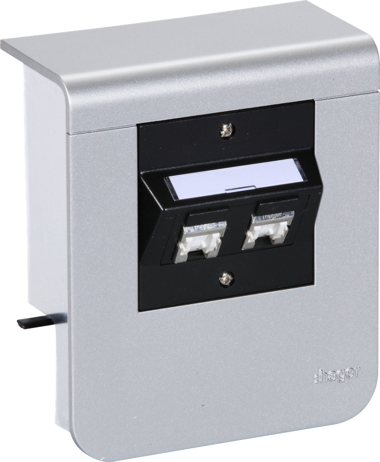 Supporto d'apparecchio Hager per SL20055 decorazione alluminio, 2×cat.6