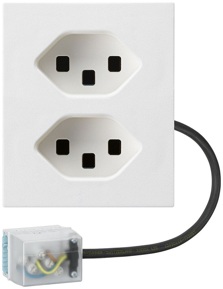 FLF-Steckdose Hager 2×Typ 23 mit Power-Dose L1 D weiss