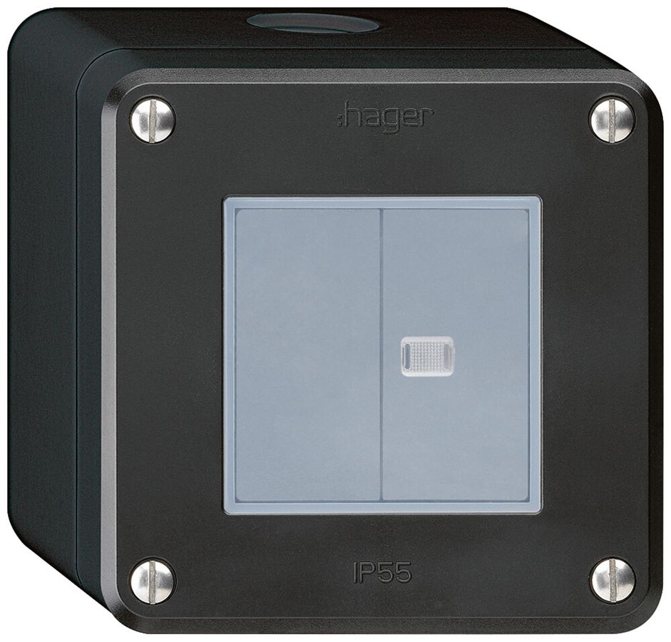 AP-Druckschalter robusto IP55 Schema 3+3 1×beleuchtet schwarz