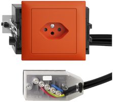 EB-Steckdose EDIZIOdue T13 L1 49…69mm orange für Flachkabel Technofil
