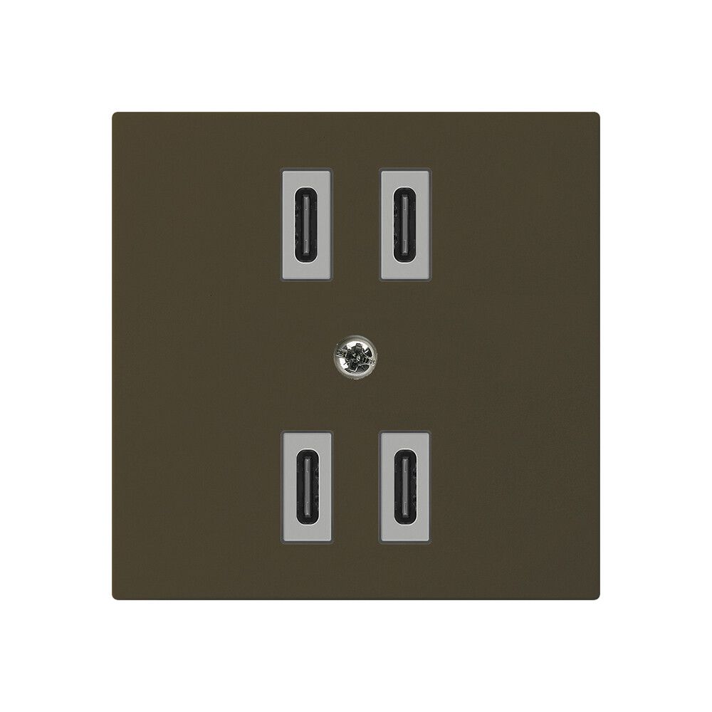 USB-Ladesteckdose Hager kallysto 2×C-C 2×20W oder 4×10W 5V 60×60mm braun