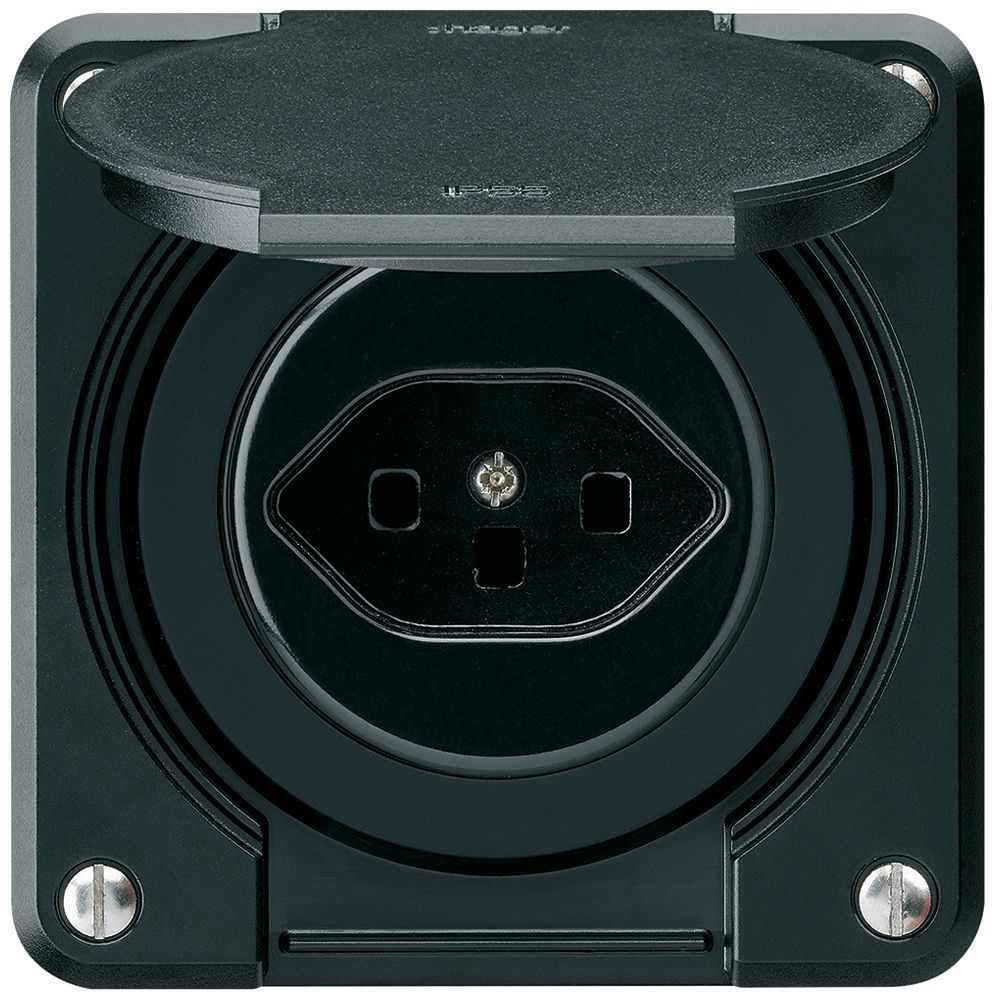 UP-Steckdose robusto A Typ 23 schwarz mit Steckklemmen