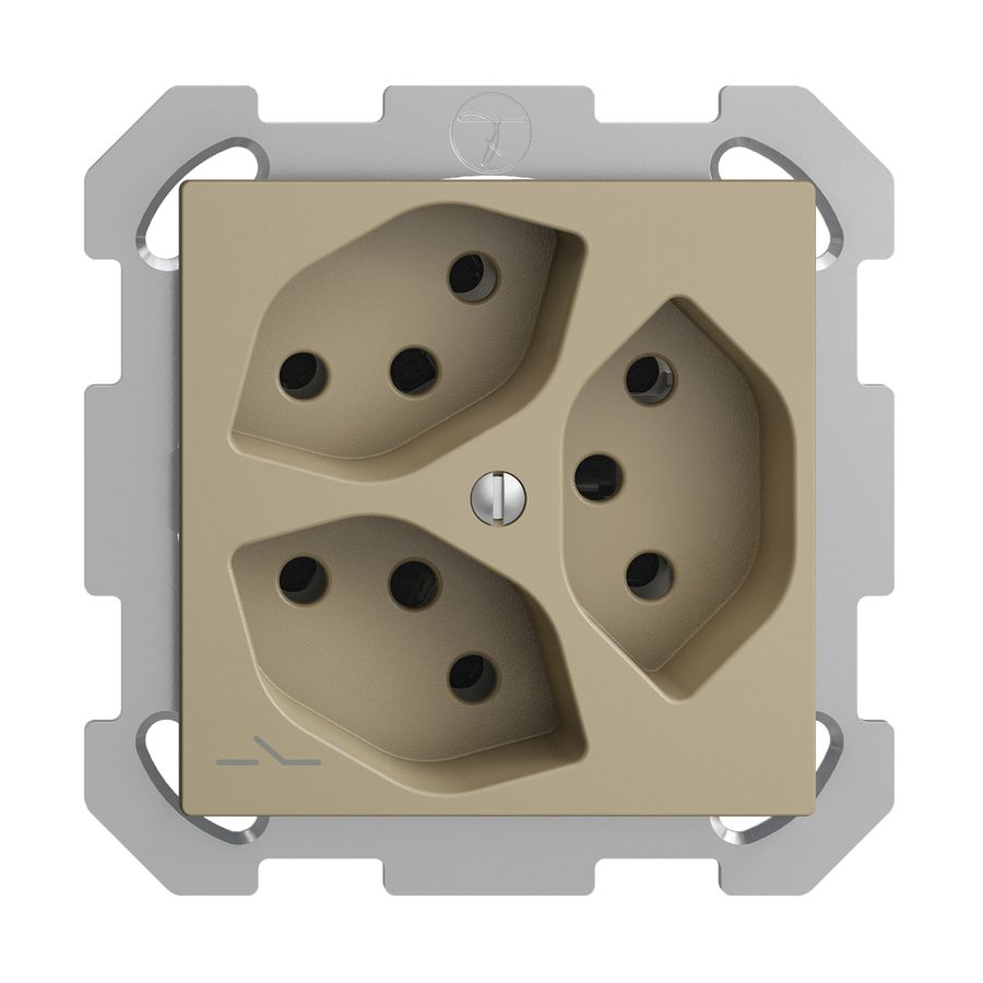 UP-Steckdose EDIZIOdue 3×T13 1×S sand mit Shutter