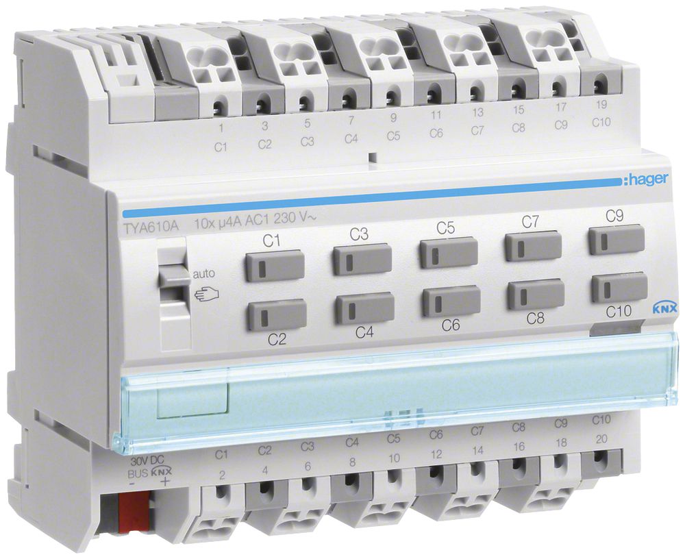 Module de sortie AMD KNX Hager system 4A décuple