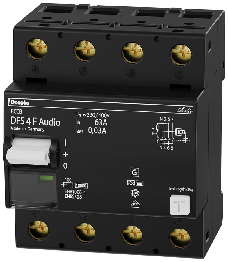 Interruttore differenziale Doepke 63A 30mA audio RCCB tipo F, N destra