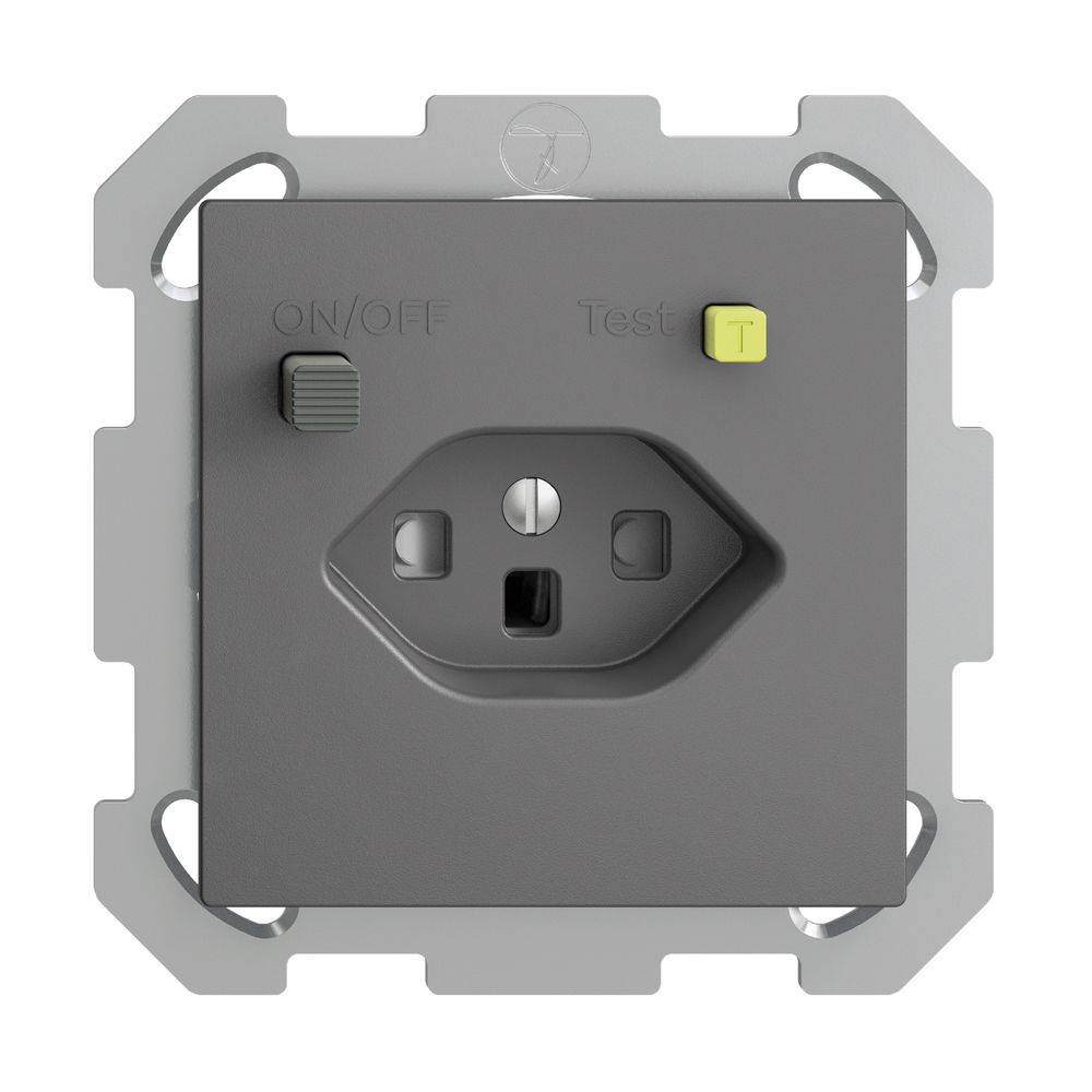 UP-Steckdose EDIZIOdue T23 FI 30mA FM, shutter, dunkelgrau