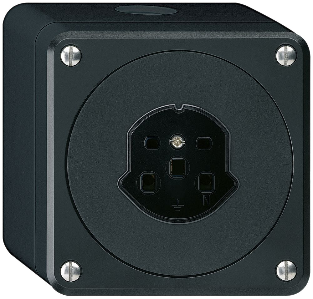AP-Steckdose HA robusto Typ 25 mit Steckklemmen schwarz