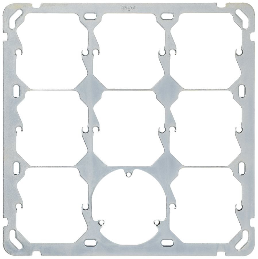 Plaque de fixation HA grd.3×3, verticale, 197×197mm, 7×52mm+3-points+52mm, acier