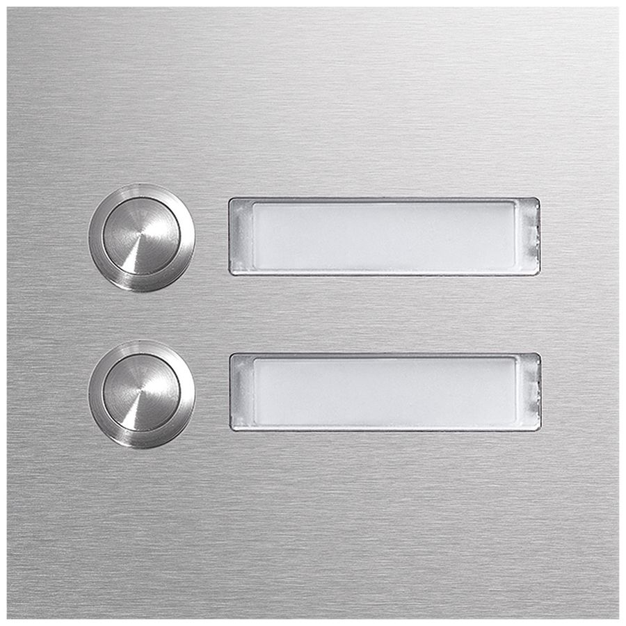 Plaque à poussoir Hager elcom.modesta avec plaque nominative LED, 2 appartements