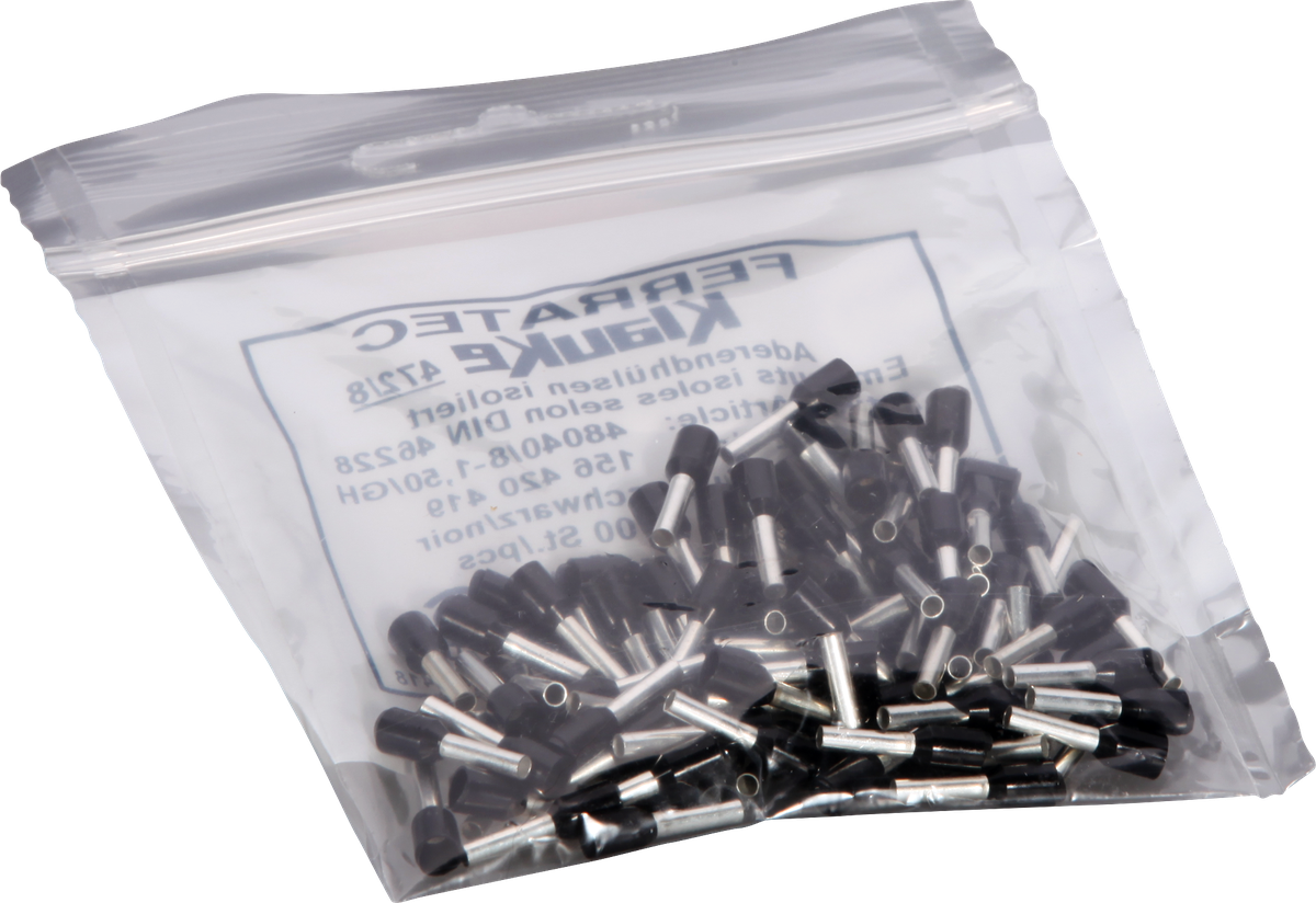 Aderendhülse Ferratec DIN isoliert 1.5mm²/8mm schwarz