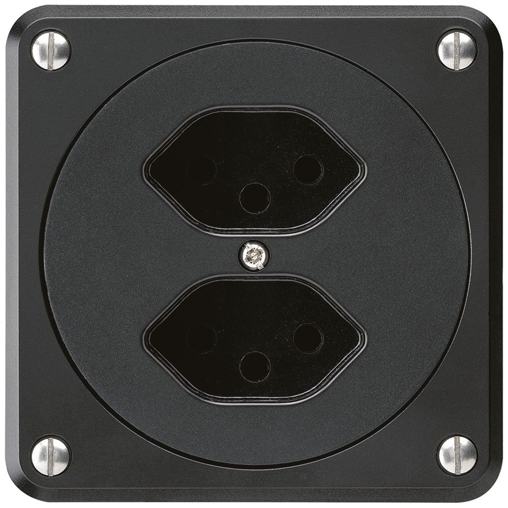 Presa INC robusto 2×tipo 13 nero senza copercchio per combinazione