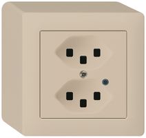 Prise AP Hager kallysto 2×T23 illuminé Q beige