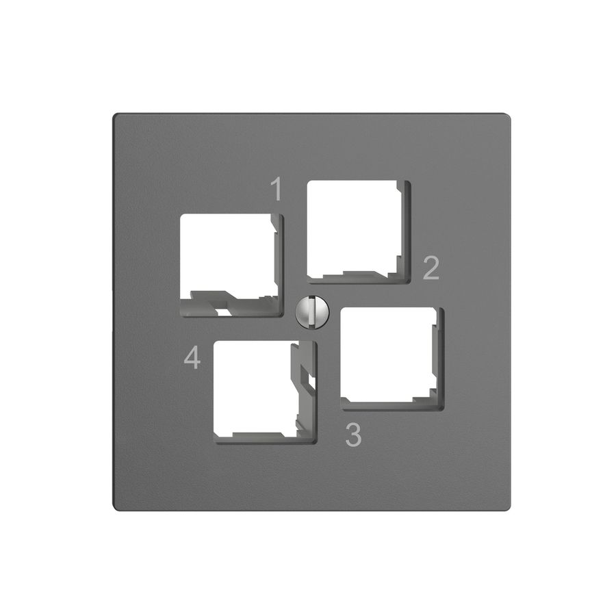 Montageset EDIZIOdue EASYNET S-One, für 4×RJ45, geradeauslass, dunkelgrau