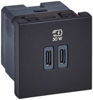 EB-USB-Ladesteckdose Legrand MOSAIC 2×USB-C 3000mA OUT:5V schwarz