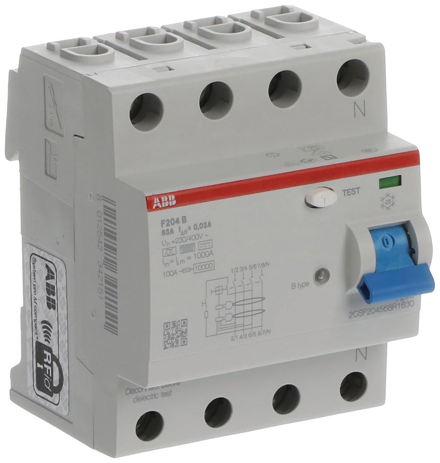 Fehlerstromschutzschalter proM compact 3PN Typ B, 63A 30mA 4TE kurzzeitverzögert