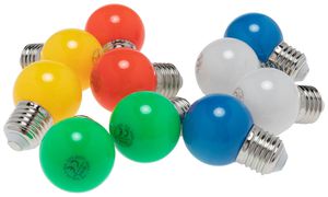 LED-Lampen M. Schönenberger E27 1W 15lm 69mm opal 2×bl/2×gn/2×rt/2×gb/2×2700K