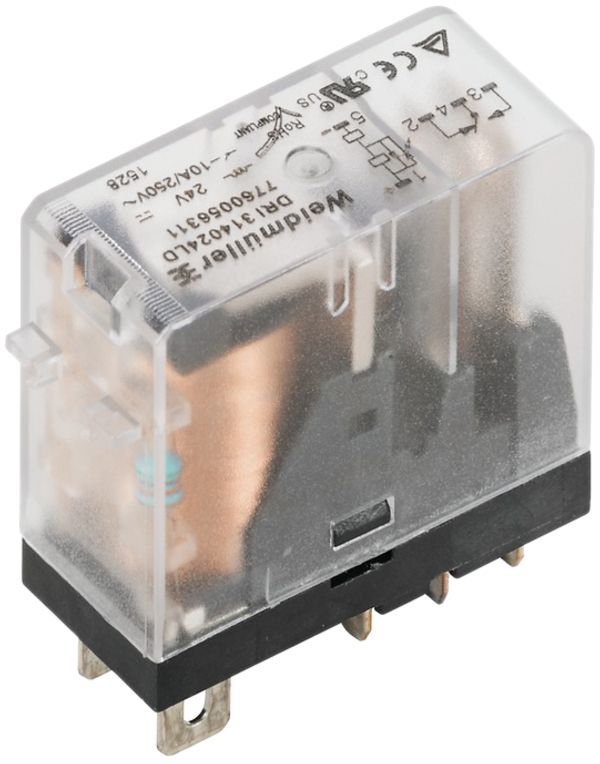 Relais Weidmüller, 230VAC, LED rot, 1 Wechsler, 250VAC, 10A