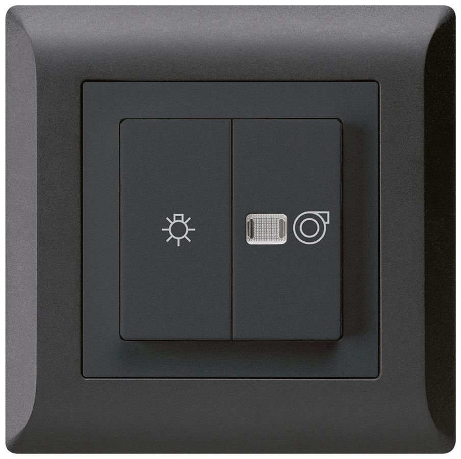 Interruttore luminoso INC kallysto.line nero 1/1L simbolo illumin.+ventilazione