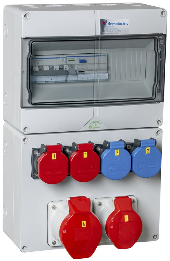 Stromverteiler DEM DB20960 32A 2×LS 1×FI 2×T23 2×T25 1×16A 1×32A