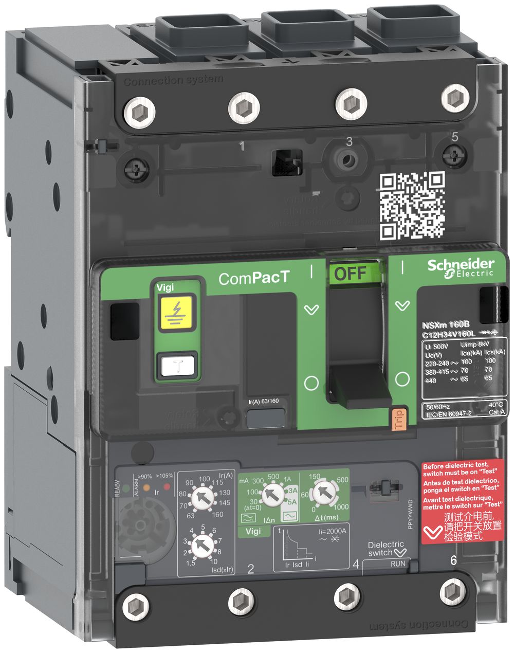 Leistungsschalter ComPacT NSXm100E mit MicroLogic4.1 Vigi 3P 100A 16kA, EL