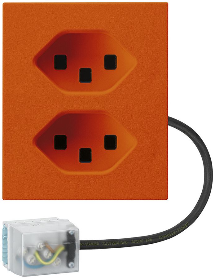 FLF-Steckdose Hager 2×Typ 23 mit Power-Dose L1 D orange