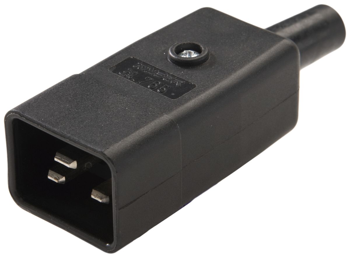 Apparatestecker Typ C20 (I) ELBRO 16A 230VAC gerade max.70°C schwarz IP20