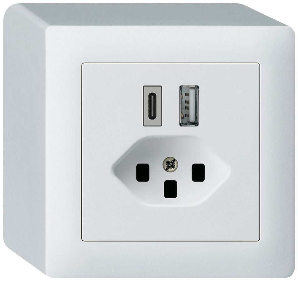 Prise de charge USB AP kallysto 18W PD 1×type A 1×type C T23 blanc
