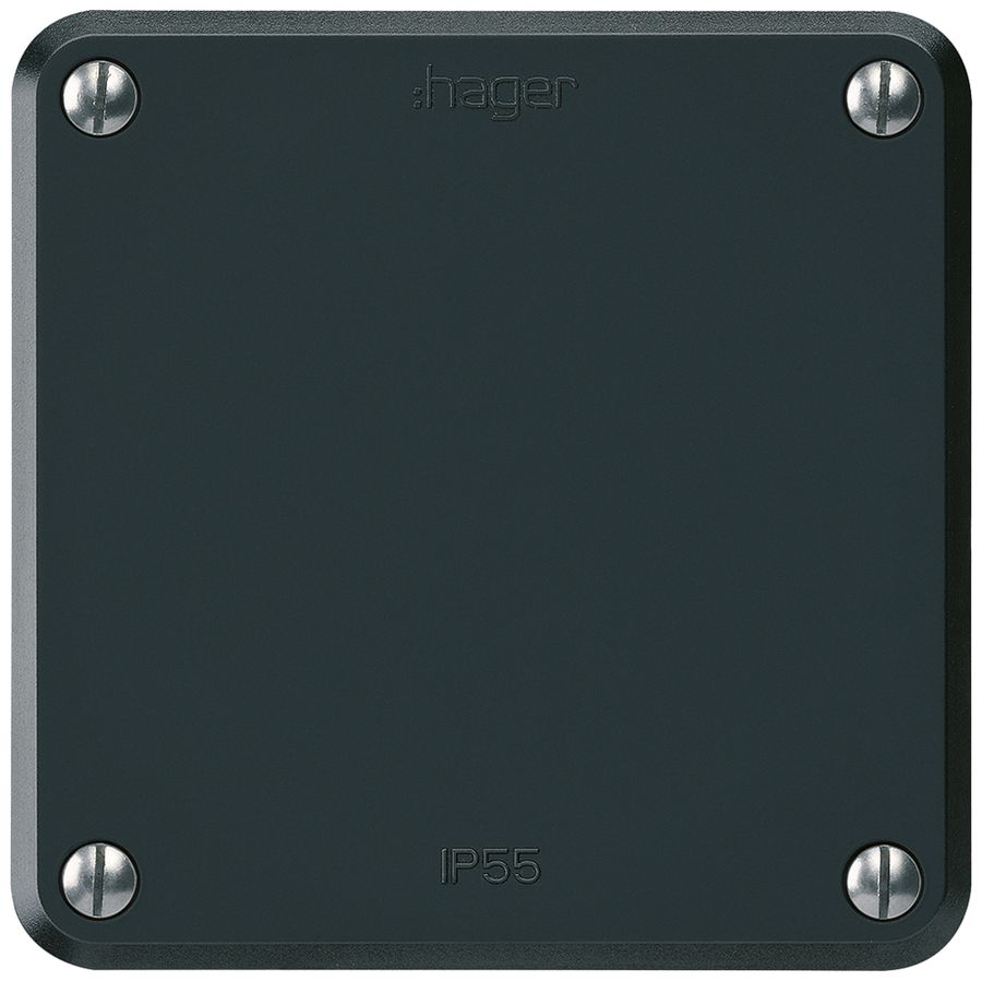 UP-Blindabdeckung robusto IP55 schwarz mit Montageplatte