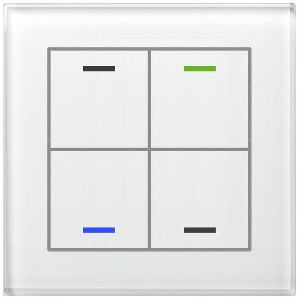 Pulsante KNX RGBW INC MDT GTL-400W.02S 4t/4a vetro bianco "neutrale"