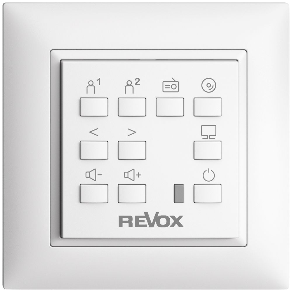 Commande murale EDIZIOdue pour Voxnet FMI, avec 10 bout., LED, IR, blanc