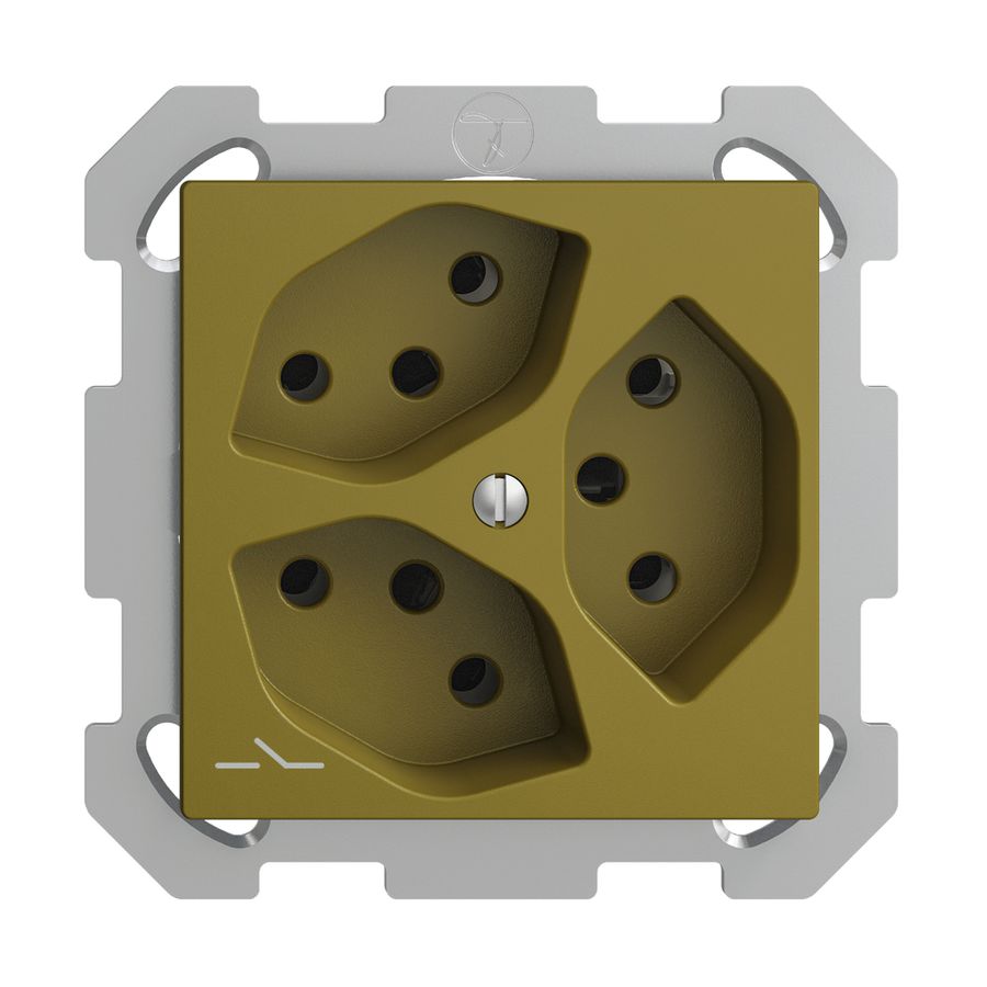 Presa INC EDIZIOdue 3×T13 olive 1×S con shutter