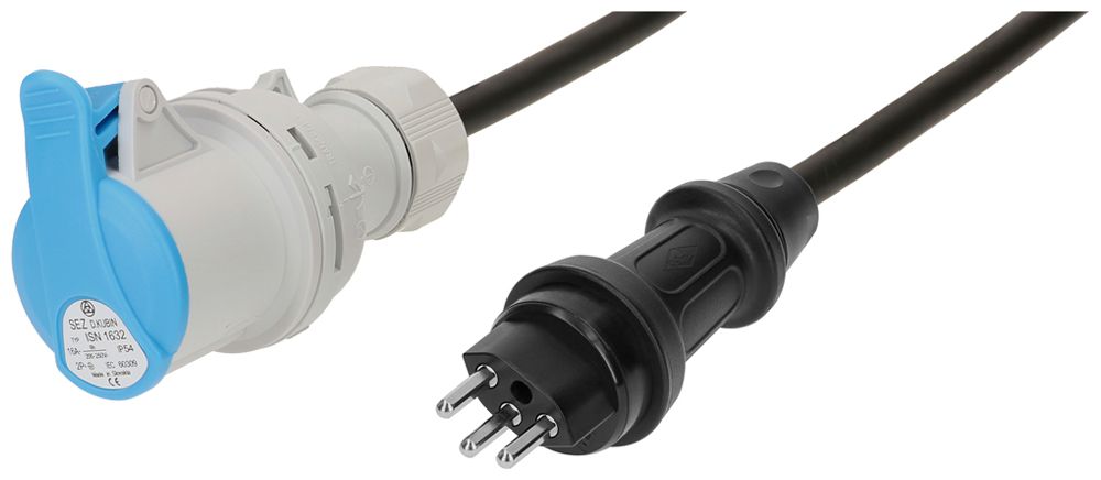 Câble de rallonge MH maxCAMP gomme 16A 230V T23/CEE 16/3 0.5m no