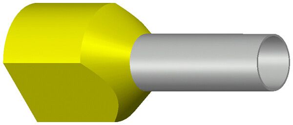 Capocorda doppio isolato 2×6mm² L=14 mm tipo DIN giallo