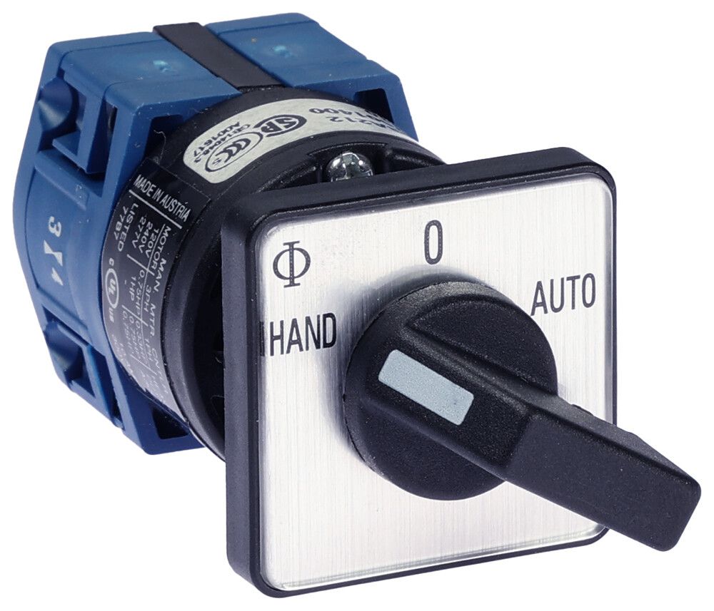 Commutateur INC K&N CG4.A210.E, 10A/400V 1L 30×30mm "HAND-0-AUTO"