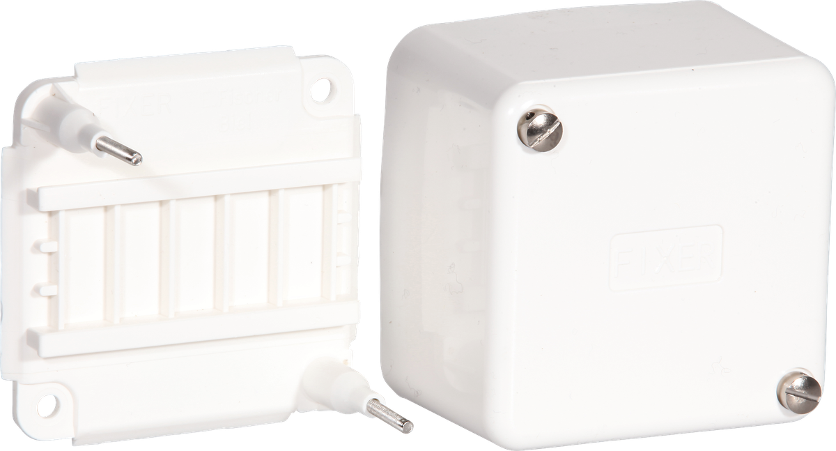 AP-Abzweigdose Fixer 80×80×50 weiss ohne Klemmen