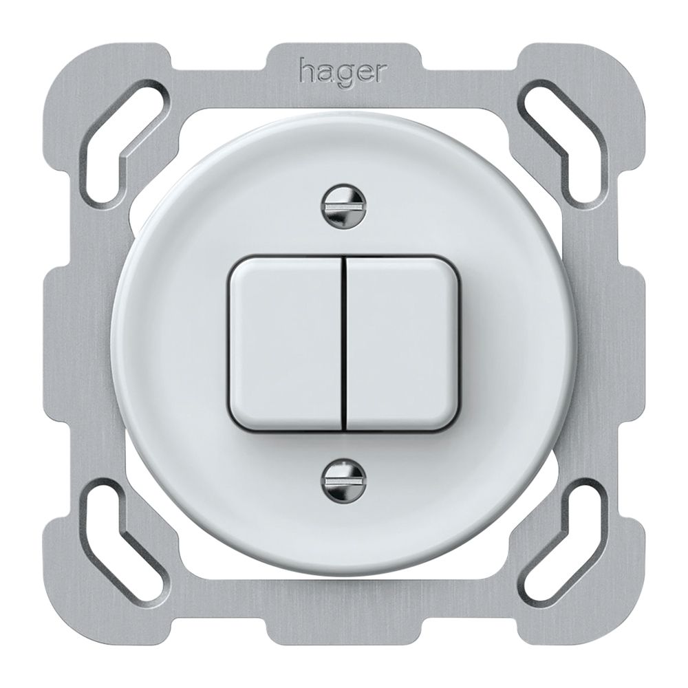 UP-Druckschalter origin Sch 1 (3+3) 77×77mm weiss