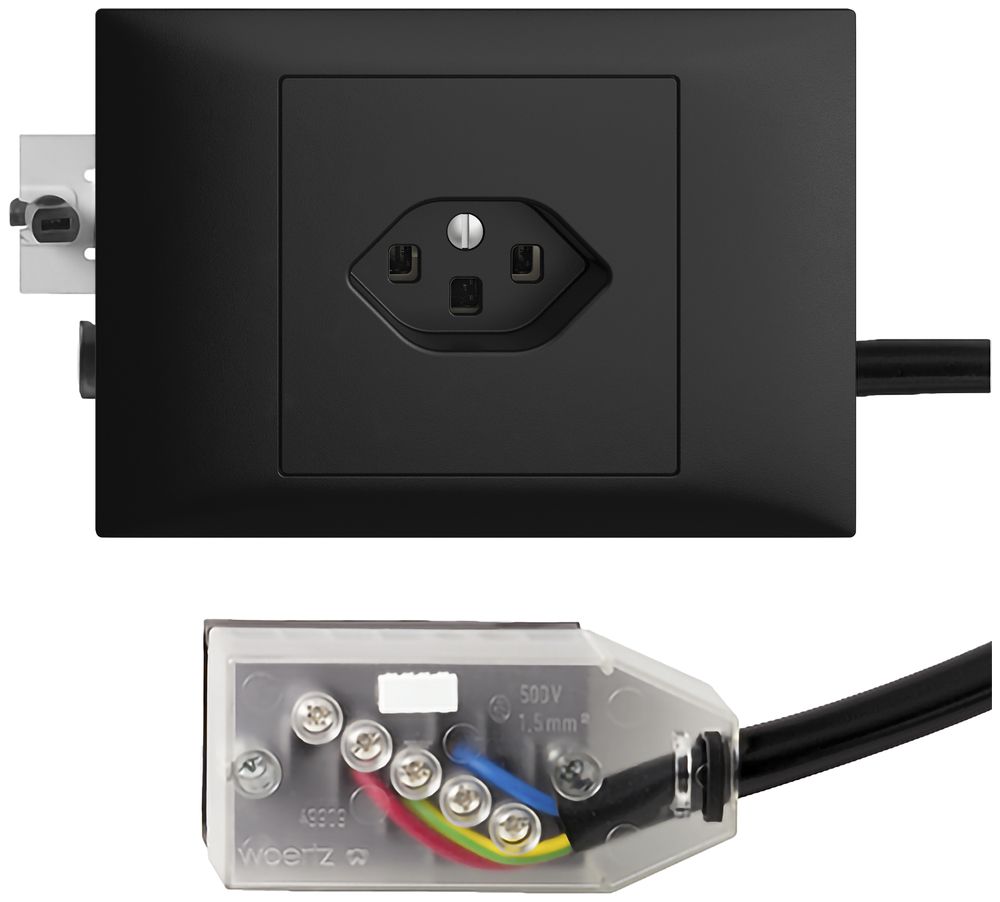 Prise INC EDIZIOdue T23 L1 noir 45…69mm pour câble plat Technofil