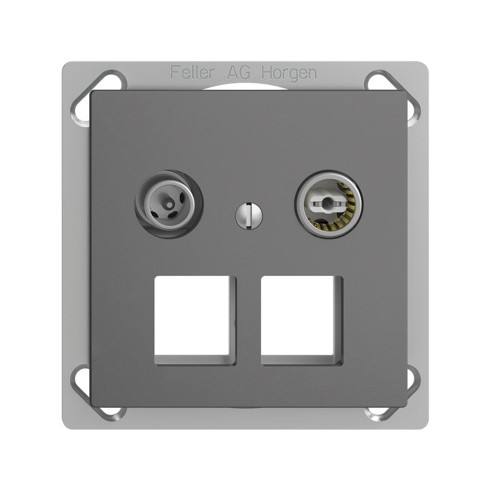 EB-Multimediadose 4dB EDIZIOdue FM.TE, Stichdose, f.2×RJ45 Keystone, dunkelgrau