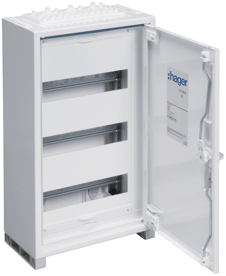AP-Feldverteiler Hager univers 3-reihig 36TE Tür IP44 300×500×160mm