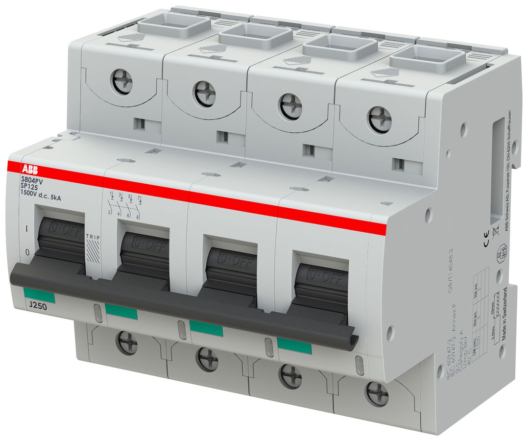 Leitungsschutzschalter ABB S804PV-SP125 4P 1500VDC 125A 5kA 6TE