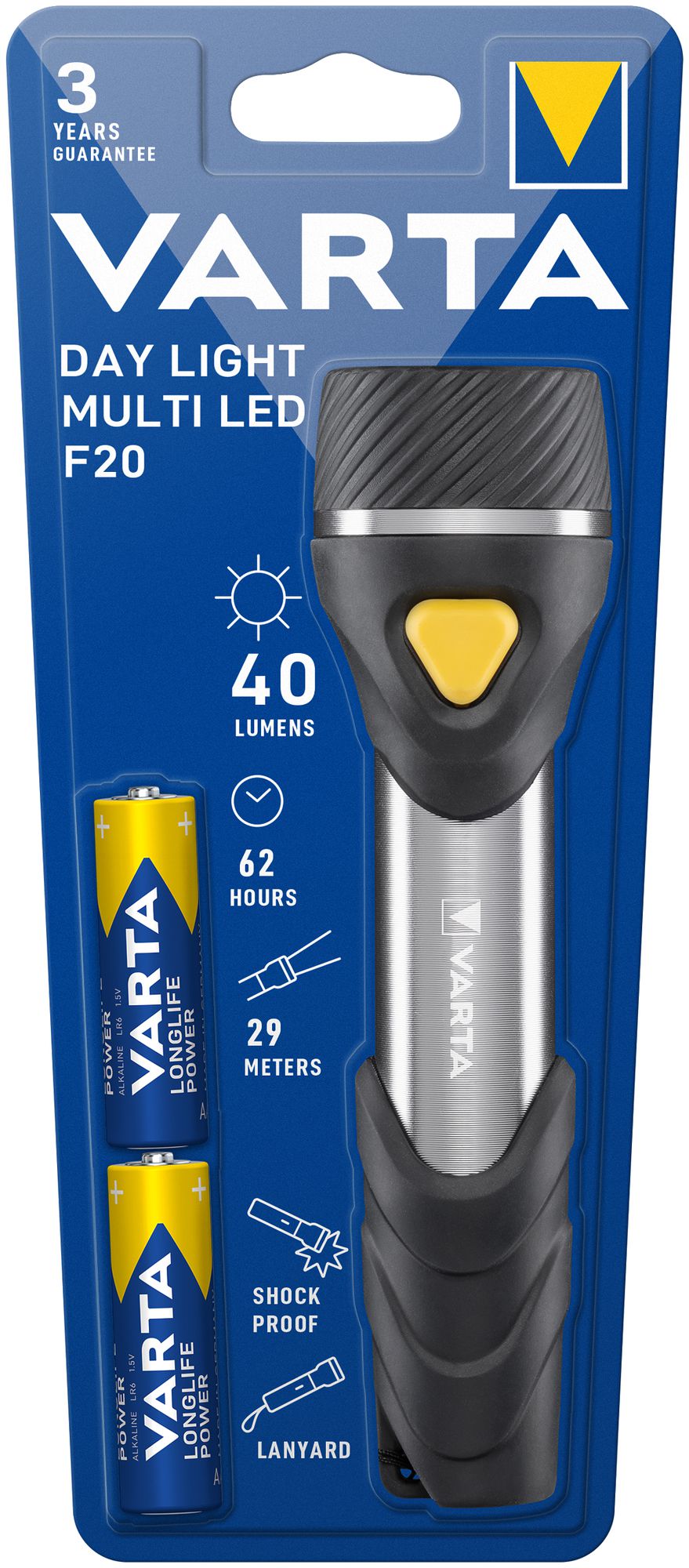 LED-Taschenlampe VARTA Multi Day Light F20, 40lm, mit 2×AA