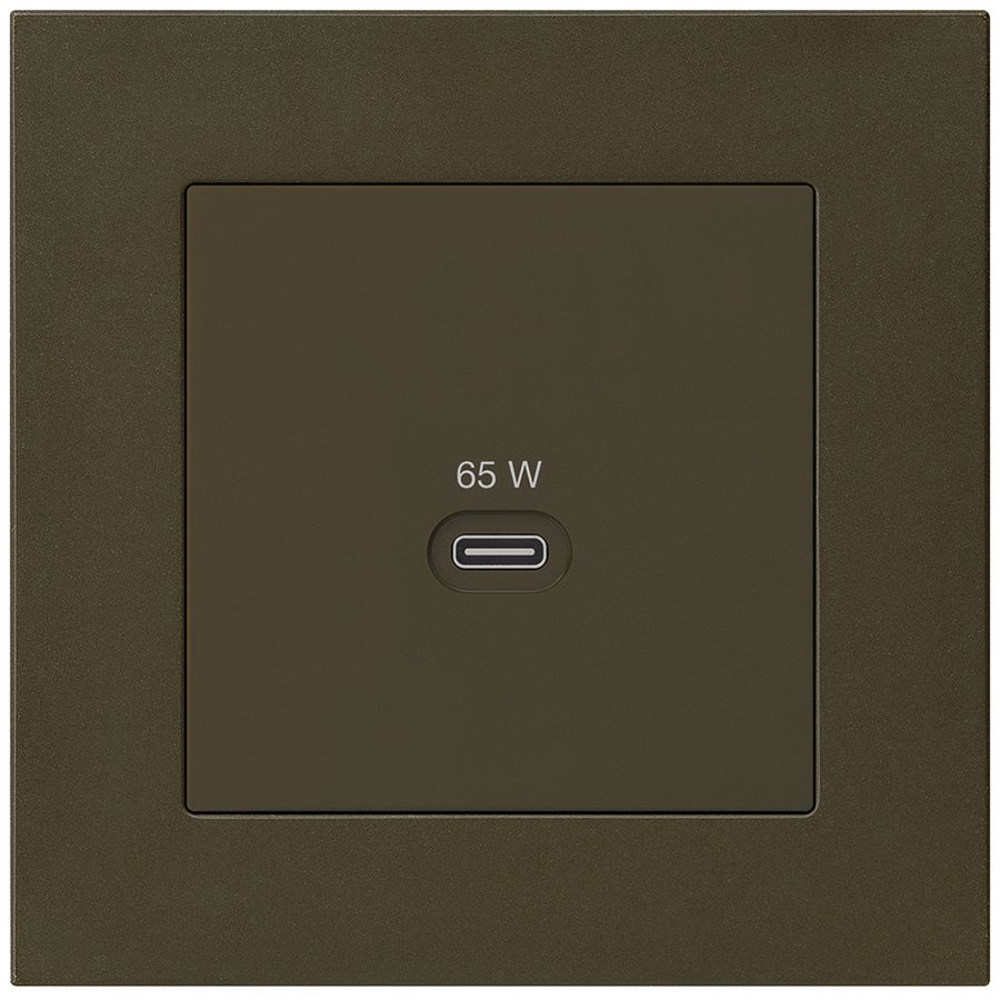 UP-USB-Ladesteckdose Hager kallysto.pro Typ C 65W 3250mA braun