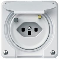 Prise FI robusto 1×T13 30mA 10A 250V 86×86mm IP21 blanc