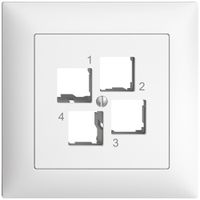 UP-Montageset EDIZIOdue FMI EASYNET S-One, für 4×RJ45, geradeauslass, weiss